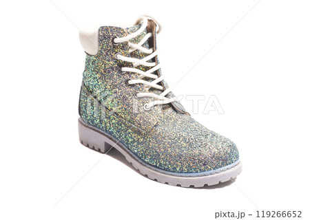 women's sequined shoe isolated on white background. women's sequined shoe isolated on white background. 119266652