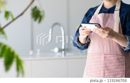 スマホを持つ主婦 119266708