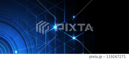 Abstract blue geometric hexagon shape technology and science background. Vector handmade 119267271