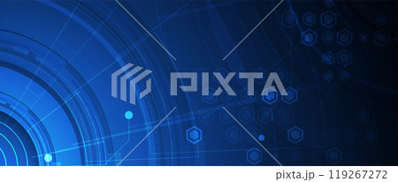 Abstract blue geometric hexagon shape technology and science background. Vector handmade 119267272