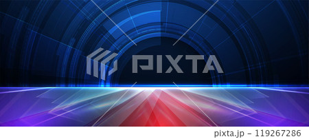 Abstract blue geometric hexagon shape technology and science background. Vector handmade 119267286