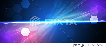 Abstract blue geometric hexagon shape technology and science background. Vector handmade 119267287
