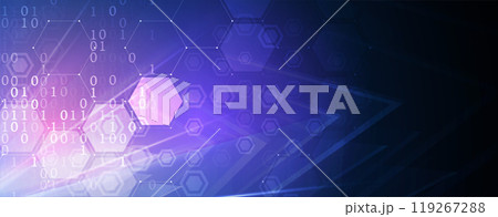 Abstract blue geometric hexagon shape technology and science background. Vector handmade 119267288