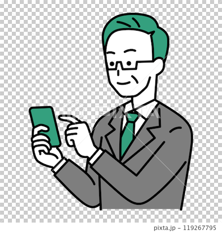 穿著西裝的中年男子操作智慧型手機 119267795