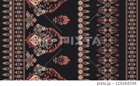 Motifs African boho paisley Floral Ikat pattern embroidery border. Ethnic ikat floral Ethnic Indian Pattern Ikat pattern Ethnic Pattern.Border indian floral Aztec embroidery border seamless patterns. 119268584
