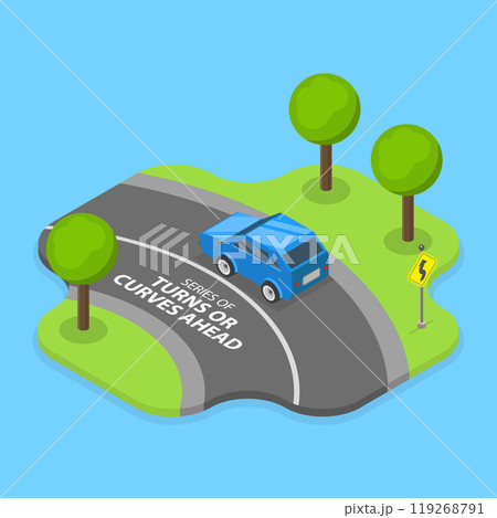 3D Isometric Flat Vector Illustration of Traffic Regulation, Safety Car Driving 119268791