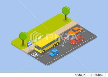 3D Isometric Flat Vector Illustration of Safety Driving Rules, Traffic Regulating 3D Isometric Flat Vector Illustration of Safety Driving Rules, Traffic Regulating 119268820