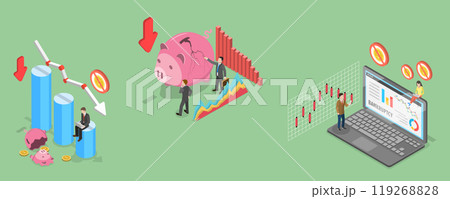 3D Isometric Flat Vector Illustration of Business Bankruptcy, Financial Insolvency In The Business World 119268828