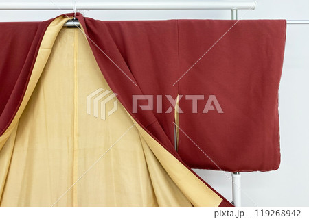 Colorful kimono robe on a hanger, promo photo for an online women's clothing store 119268942