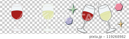 紅酒與白酒吐司套裝插畫 119268982