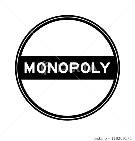 Black color round seal sticker in word monopoly on white background 119269176
