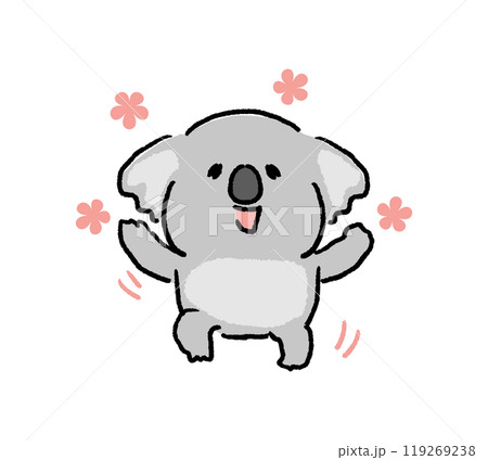 浮かれるコアラのキャラクターの手書き風イラスト 119269238