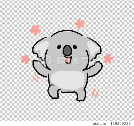 浮かれるコアラのキャラクターの手書き風イラスト 119269238