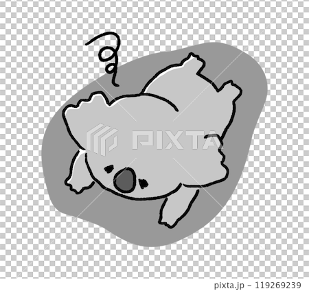 Hand-drawn illustration of a koala character falling down 119269239