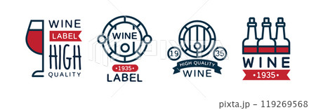 Wine Label and Badge Design with Colorful Element Vector Set Wine Label and Badge Design with Colorful Element Vector Set 119269568