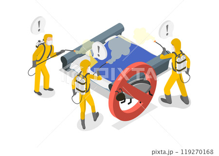 3D Isometric Flat  Illustration of Disinsection Against Bed Bugs, Pest Control 119270168