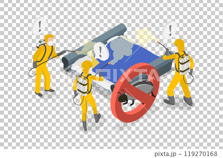 3D Isometric Flat  Illustration of Disinsection Against Bed Bugs, Pest Control 119270168