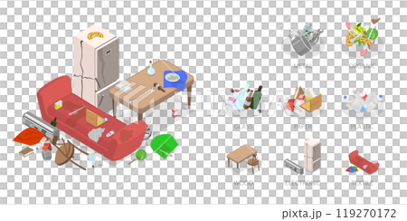 3D Isometric Flat Illustration of Garbage Sorting And Recycling, Big heap of Trash 3D Isometric Flat Illustration of Garbage Sorting And Recycling, Big heap of Trash 119270172