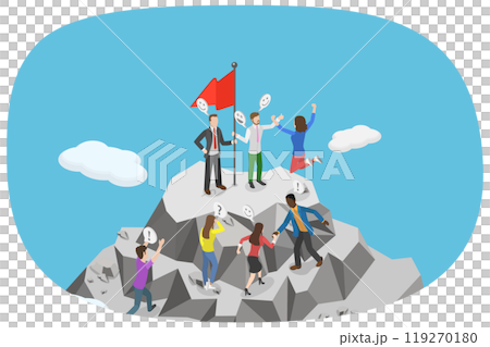 3D Isometric Flat Illustration of Motivation To Success, Overcoming Difficulties 3D Isometric Flat Illustration of Motivation To Success, Overcoming Difficulties 119270180