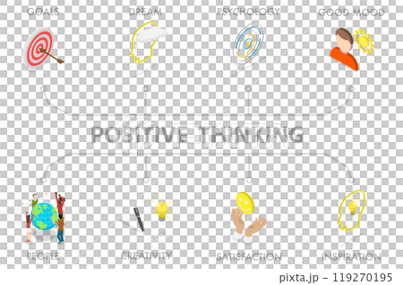 3D Isometric Flat  Illustration of Positive Thinking, Optimistic Mindset, Good Attitude 119270195