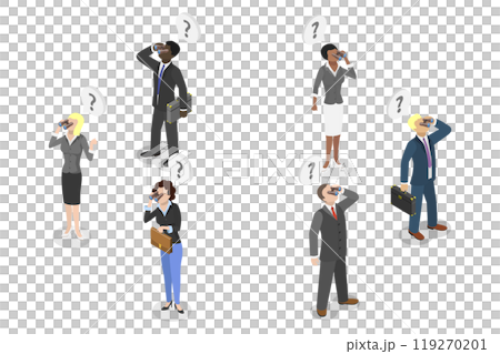 3D Isometric Flat  Illustration of Bad Communication, Looking on Opposite Directions 119270201