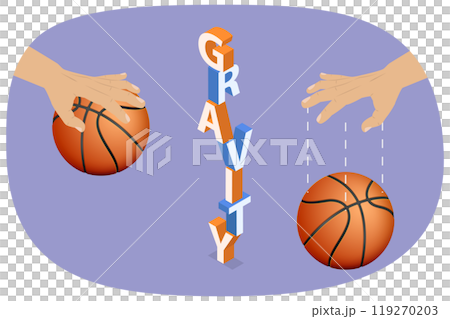 3D Isometric Flat Illustration of Gravity, Physics Lesson 3D Isometric Flat Illustration of Gravity, Physics Lesson 119270203