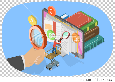 3D Isometric Flat  Illustration of Glossary, A - Z Glossary Book 119270233