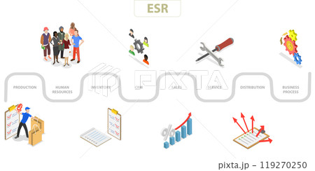 3D Isometric Flat  Illustration of ERP as Enterprise Resource Planning, Productivity and Improvement 119270250
