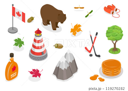3D Isometric Flat Illustration of Canada Collection, Traditional Cultural Attributes 3D Isometric Flat Illustration of Canada Collection, Traditional Cultural Attributes 119270282