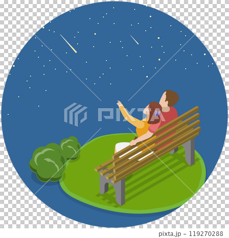 3D Isometric Flat  Illustration of Romantic Evening, Lovely Relationship 119270288
