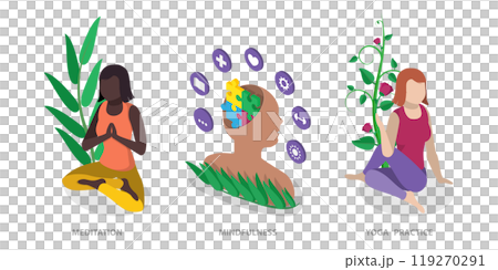 3D Isometric Flat  Illustration of Human Mental Health, Healthy Lifestyle 119270291