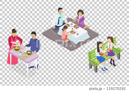 3D Isometric Flat  Illustration of Korean or Japanese Food, Translation Oriental Cuisine 119270292