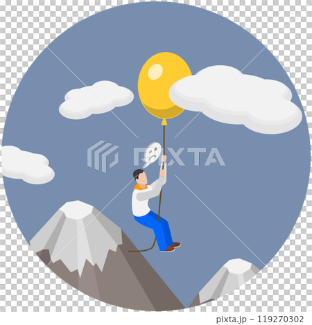 3D Isometric Flat  Illustration of Courage and Creativity, Taking a Risk 119270302