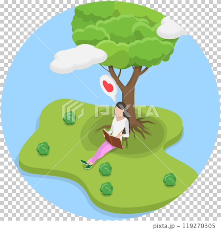 3D Isometric Flat  Illustration of Diary Or Journal, Mental Health Habits 119270305