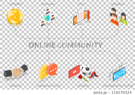 3D Isometric Flat  Illustration of Online Community, Networking, Social Network 119270324