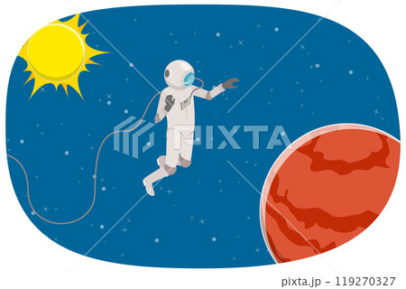 3D Isometric Flat Illustration of Journey To Mars, Astronaut in Outer Space 3D Isometric Flat Illustration of Journey To Mars, Astronaut in Outer Space 119270327