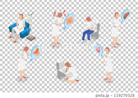 3D Isometric Flat  Illustration of Chemotherapy, Drugs and Treatment 119270328