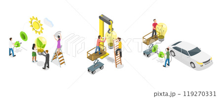 3D Isometric Flat Illustration of Eco Technology, Protect Environment, Clean Alternative Energy 3D Isometric Flat Illustration of Eco Technology, Protect Environment, Clean Alternative Energy 119270331