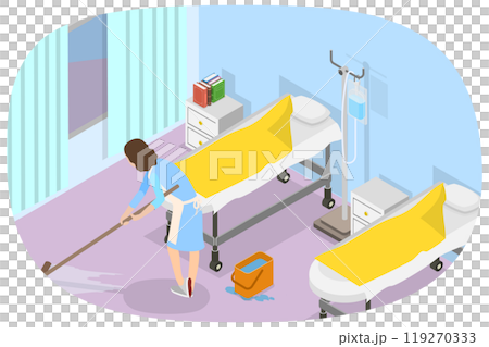 3D Isometric Flat Illustration of Mopping Hospital Floor, Cleaning Service 3D Isometric Flat Illustration of Mopping Hospital Floor, Cleaning Service 119270333