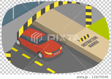 3D Isometric Flat  Illustration of Safety Driving, Low Bridge Sign 119270340