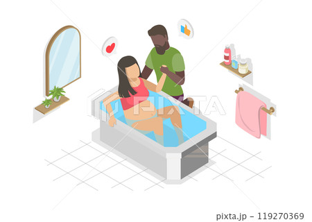 3D Isometric Flat Illustration of Childbirth, Giving Birth at Home 3D Isometric Flat Illustration of Childbirth, Giving Birth at Home 119270369