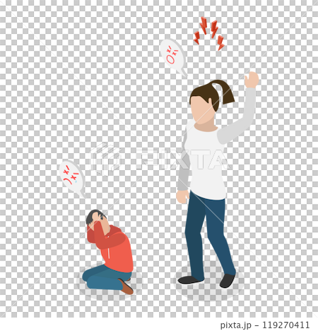 3D Isometric Flat  Illustration of Home Abuse , A Social Problem 119270411