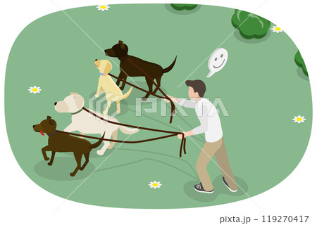 3D Isometric Flat Illustration of Professional Pet Walk Service, Taking Care of Home Animals 3D Isometric Flat Illustration of Professional Pet Walk Service, Taking Care of Home Animals 119270417