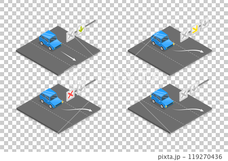 3D Isometric Flat Illustration of Reversible Lane, Driving Rules and Tips 3D Isometric Flat Illustration of Reversible Lane, Driving Rules and Tips 119270436