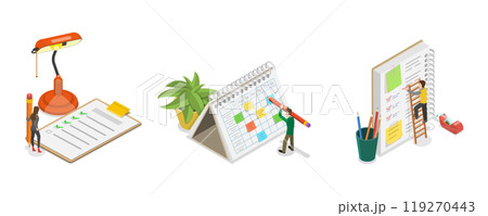 3D Isometric Flat  Illustration of Planning Schedule, Appointment, Calendar Application 119270443