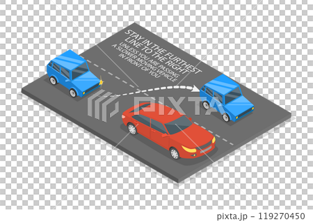 3D Isometric Flat Illustration of Line Changing, Safe Driving Tips 3D Isometric Flat Illustration of Line Changing, Safe Driving Tips 119270450