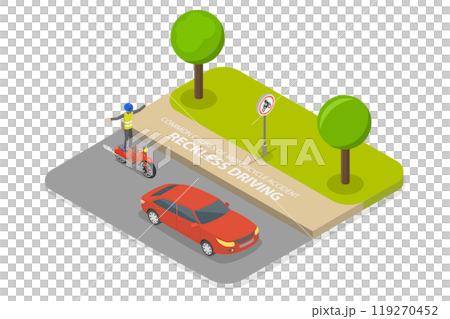 3D Isometric Flat Illustration of Dangerous Motorcycle Driving , Road Safety Rules 3D Isometric Flat Illustration of Dangerous Motorcycle Driving , Road Safety Rules 119270452
