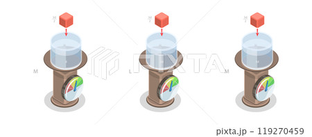 3D Isometric Flat  Illustration of Force Of Liquids, Physics Experiment 119270459