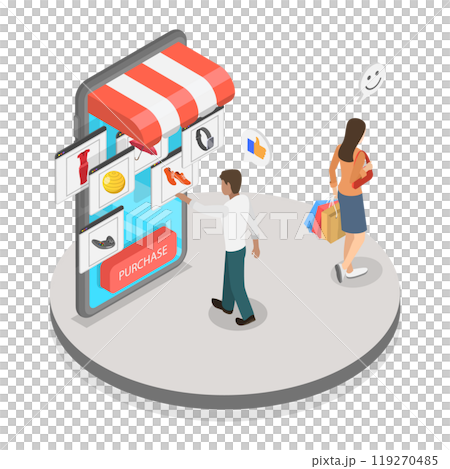 3D Isometric Flat  Illustration of Online Shopping, Internet Shop 119270485