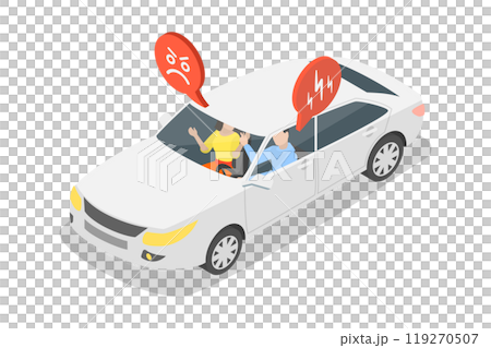 3D Isometric Flat  Illustration of Fighting In Car, Unsafe Vehicle Driving 3D Isometric Flat  Illustration of Fighting In Car, Unsafe Vehicle Driving 119270507